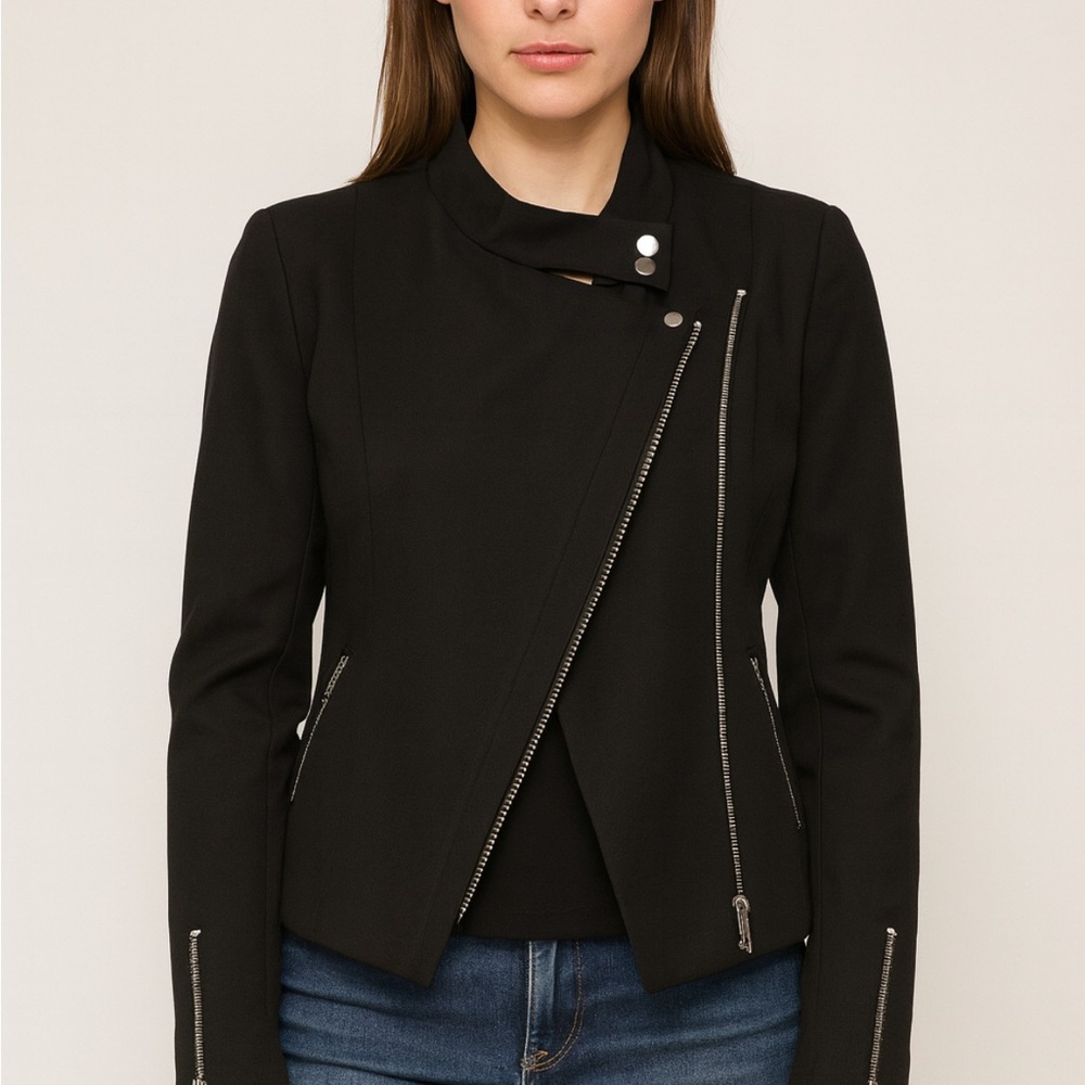 Robert Rodriguez Black moto jacket with zippers. Medium